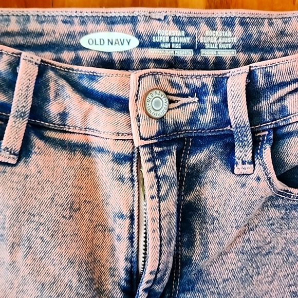 ROCKSTAR⭐️ Super Skinny Denim, Old Navy, Blue w/ Pink💙💓 - Picture 2 of 5